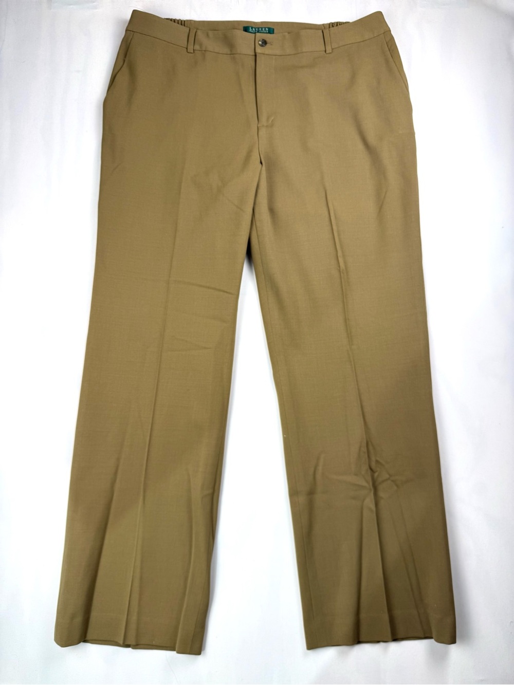 Lauren Ralph Lauren 18W Tan Wool Blend Stretch Dress Trouser Pants Career Office